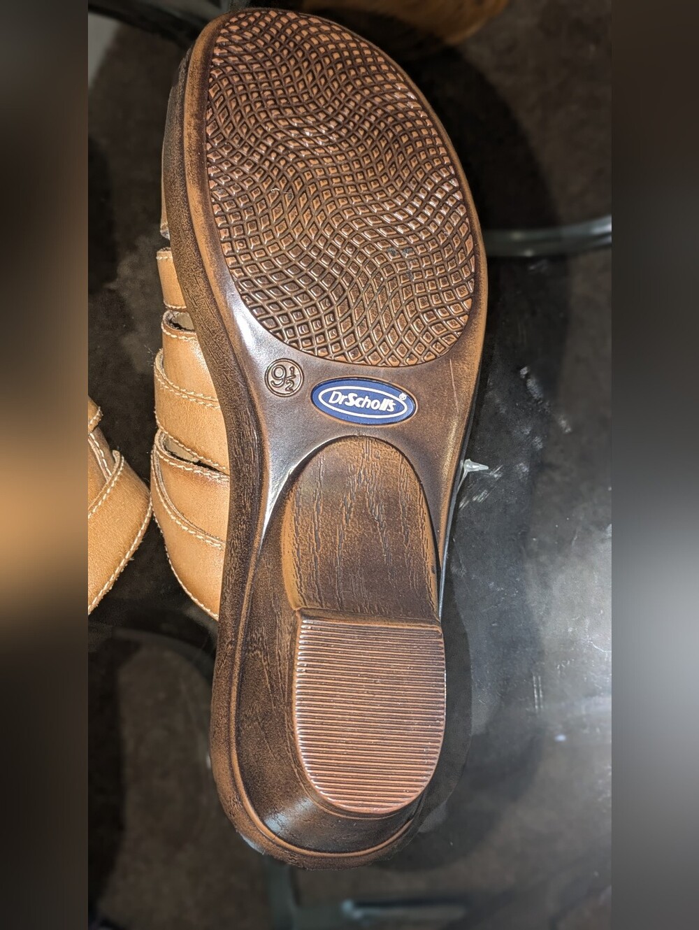 💥FINAL💥Vtg. Dr. Scholl's Tan Leather Mule Heels EUC - Picture 7 of 8